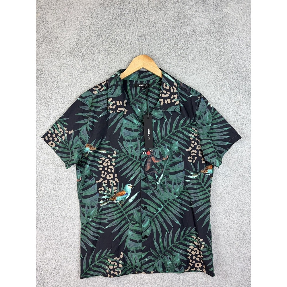 NOVAMEN Shirt Mens Small Multicolor Tropical Jungle Short Sleeve Button Men New